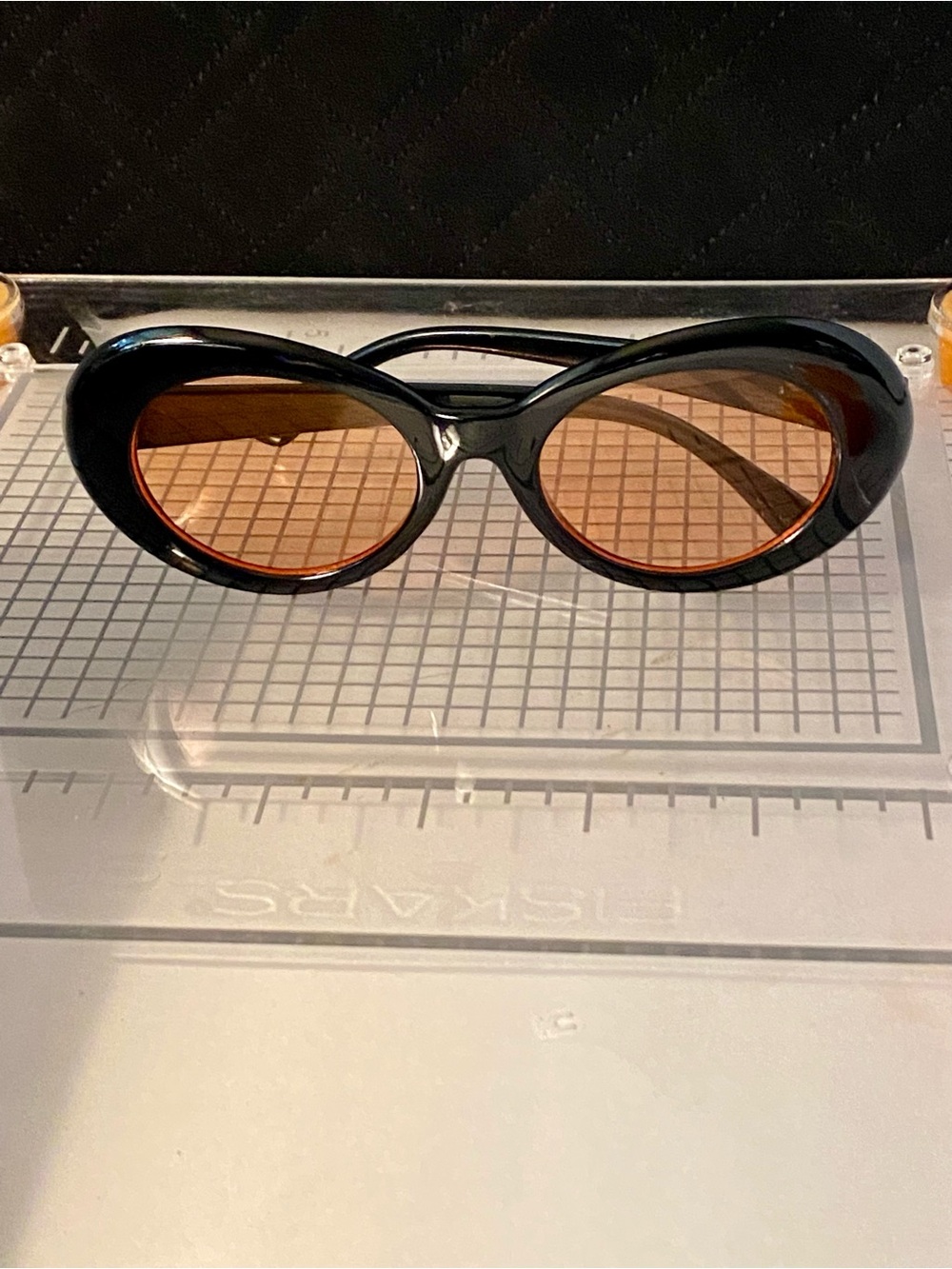 Black Frame Fashion Sunglasses with Brown Lenses. Retro 50’s glamour